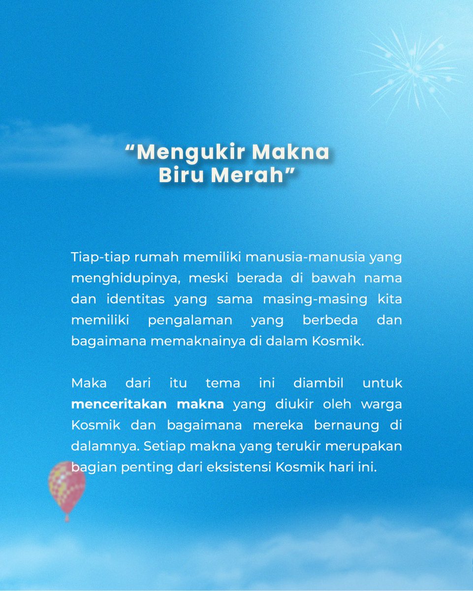 kosmikunhas's tweet photo. Selamat Ulang Tahun Kosmik yang ke-34 ✨

19 Juli menjadi hari yang spesial dan penuh makna bagi Kosmik dan mereka yang bernaung di dalamnya. 

Yuk bagikan momen #BagaimanaKamuBerkosmik? berupa tulisan, gambar, karya, hingga feeds dan instastory. Simak postingan ini selengkapnya. https://t.co/G1nVDfM2hu