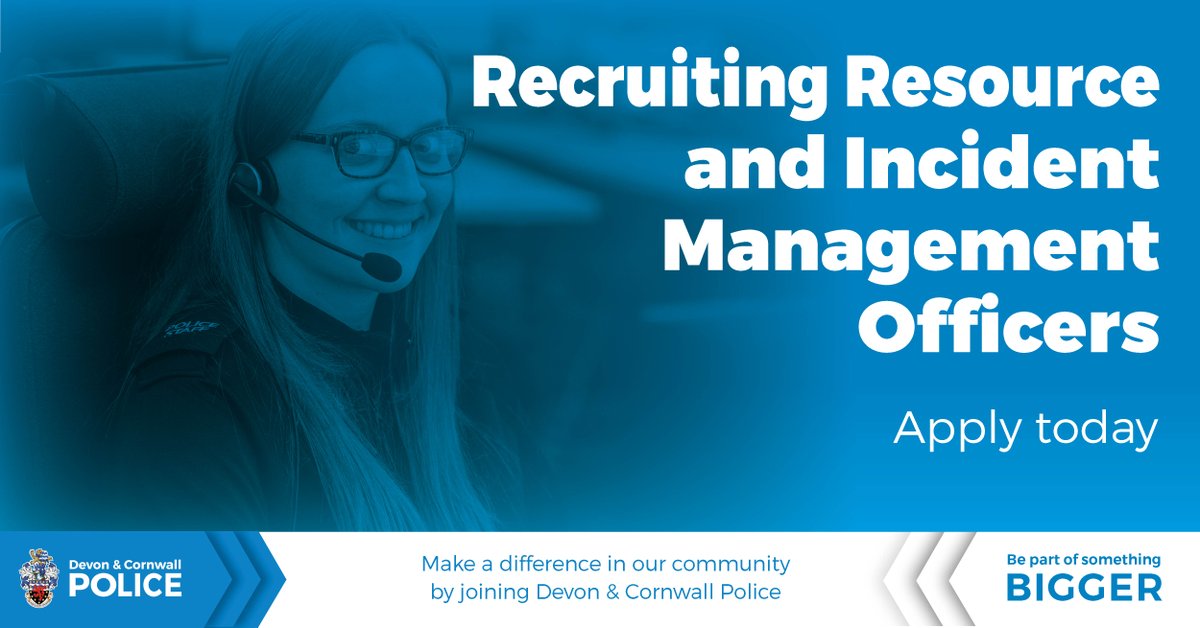 The recruitment window for Resource &amp; Incident Management Officer in the Devon &amp; Cornwall Police Contact Centres closes at noon on Friday, 21 July. 
👮‍♀ Apply now and start making a difference today. 
👮 More details via the link below.

crowd.in/20xHVm