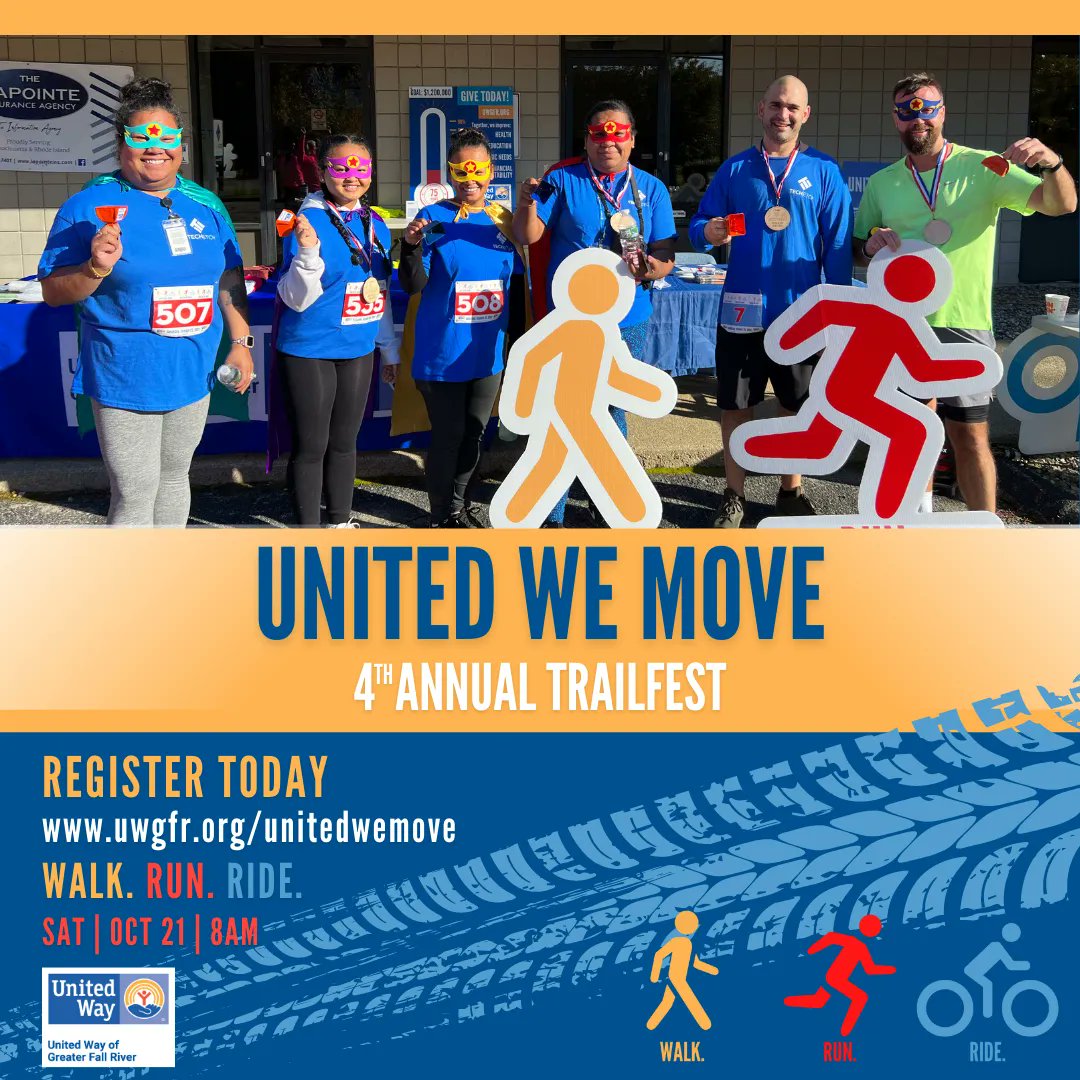 Rally your team of movers for #UnitedWeMove our 4th Annual #Trailfest! Exercise is more fun w/ friends, so grab your neighbors, co-workers, etc & register today as a team: buff.ly/3ml33Cs #uwgfr #assonet #fallriver #littlecompton #somersetma #swanseama #tiverton #westport