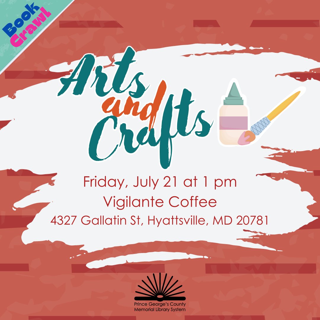 Join us at <a href="/VigilanteCoffee/">Vigilante Coffee</a> in Hyattsville on Friday at 1 pm for a delightful pop-up arts and crafts event! Unleash your creativity in a warm and inviting atmosphere, surrounded by friends and soon-to-be friends, as we build a stronger community through artistic expression.