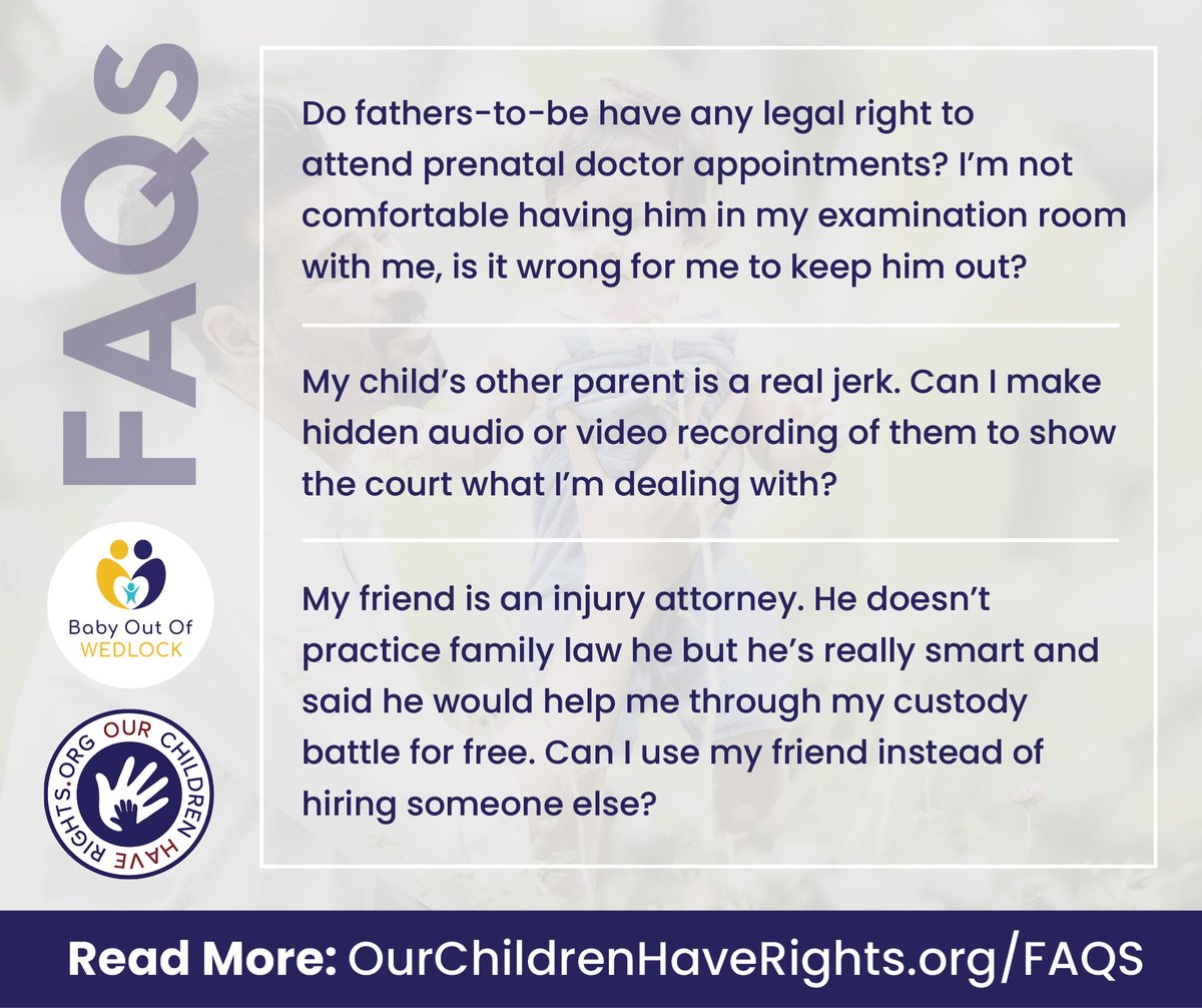 OCHR2022's tweet photo. We know a lot of questions come up in your custody or coparenting journey, visit https://t.co/S9CedsNcR1 to learn answers to some of the frequently asked questions from our partner, Baby out of Wedlock, @JimJessicaBraz!
#OCHR #coparenting #childcustody #parenting https://t.co/x1PukdEaNF