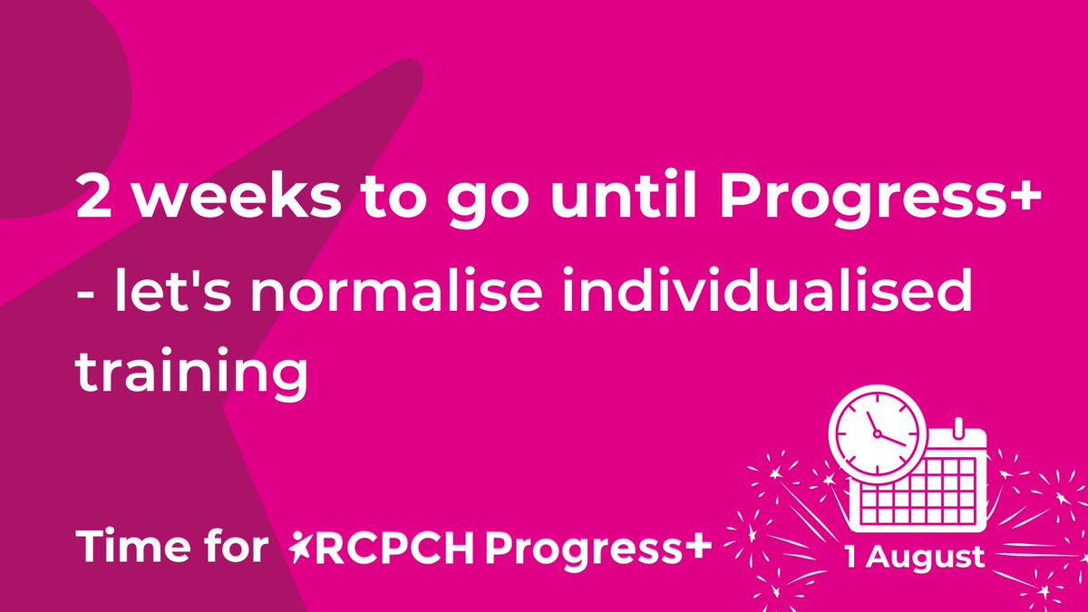 RCPCHtweets's tweet photo. Just 2 weeks to go until #RCPCHProgressPlus!
Progress+ will offer an opportunity to embed and normalise individualised training - recognising the diverse backgrounds, experiences and needs of trainees.
Read more from @cathrynchadwic1: https://t.co/t35dwpUMx0 https://t.co/jFFPL6nEwf