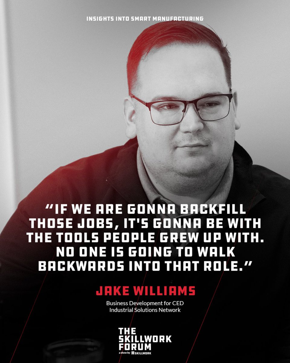 SkillworkCo's tweet image. In our latest episode, Jake discusses the future of #smartmanufacturing and #recruiting for the skilled trades. Watch the full episode on our YouTube channel. #skillworkforum #manufacturing #technology #innovation #futureofwork #skillsgap #talentacquisition 🎥👀