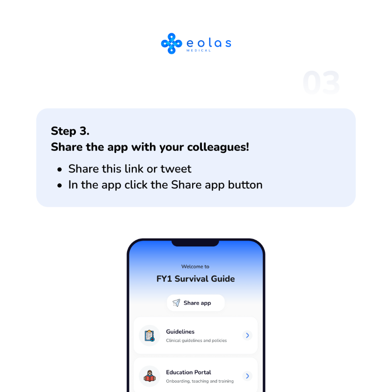 EolasMedical's tweet photo. FY1 Survival Guide app! - Newly qualified doctors and Medical Educators - it's just one week until FY1 shadowing, download the free FY1 survival guide app.

Healthcare professionals...like and share with your healthcare colleagues to help make changeover as safe as possible :)