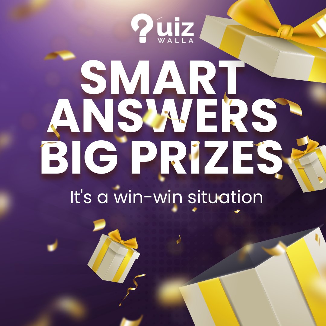 Quiz_Walla's tweet image. Upgrade your knowledge, upgrade your life. Quizwalla is your passport to success.
Explore more at quizwalla.com
#SmartAnswers #BigPrizes #UpgradeYourKnowledge #PassportToSuccess #Quizwalla