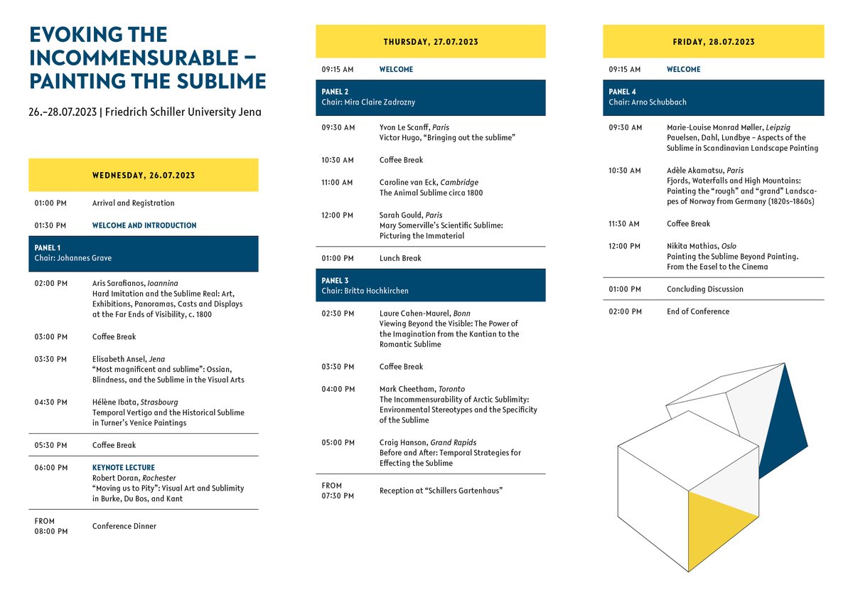 sfb_comparing's tweet photo. 📣#Vormerken:
Wir freuen uns auf den #Workshop "Evoking the Incommensurable – Painting the Sublime" @UniJena, organisiert von den #SFB1288-Mitgliedern @JohannesGrave, #SonjaScherbaum und #ArnoSchubbach. Start: Mittwoch (26.07.)!
@dfg_public @EurRomanticism 
#Vergleichspraktiken https://t.co/Ttl16v7ByW