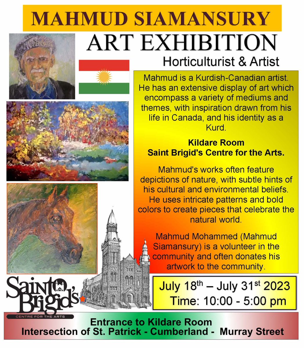 No visit to Ottawa is complete without exploring the former St. Brigid’s church – Just a few blocks away from the ByWard Market. Drop in and check out Kurdish-Canadian artist Mahmud Siamansuryartwork.