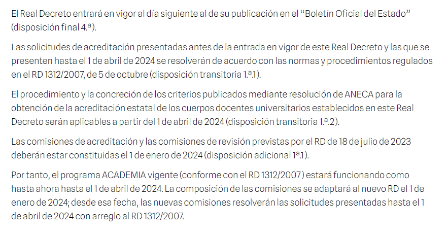 ANECAinfo's tweet photo. 📢#ANECAinforma #PDI
Ante las consultas recibidas sobre la entrada en vigor del nuevo RD de ACREDITACIONES y el régimen transitorio aplicable a las solicitudes presentadas antes de su entrada en vigor y hasta el 01/04/24, la dirección de ANECA informa👇
💻https://t.co/BO12zSaYEO https://t.co/ThT2IuEiT1