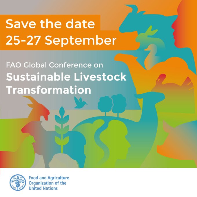 FAO Livestock (@faolivestock) on Twitter photo π’We are glad to inform you that <a href="/FAO/">Food and Agriculture Organization</a> is organizing the first-ever Global Conference on #SustainableLivestock Transformation.
π
25-27 September 2023
Learn more about the eventβ‘οΈbit.ly/3n0oSfw
Join us β―οΈ bit.ly/3DwCYdv π’We are glad to inform you that <a href="/FAO/">Food and Agriculture Organization</a> is organizing the first-ever Global Conference on #SustainableLivestock Transformation.
π
25-27 September 2023
Learn more about the eventβ‘οΈbit.ly/3n0oSfw
Join us β―οΈ bit.ly/3DwCYdv