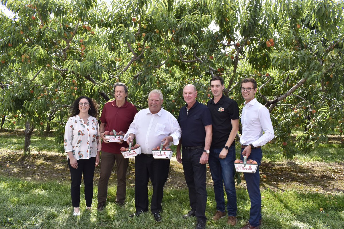 Ontario fruit season is here! Thank you Premier Doug Ford and MPP Sam Oosterhoff for visiting us as we kick off our summer. It’s going to be a great year for local peaches! <a href="/fordnation/">Doug Ford</a> <a href="/samoosterhoff/">Sam Oosterhoff</a>
