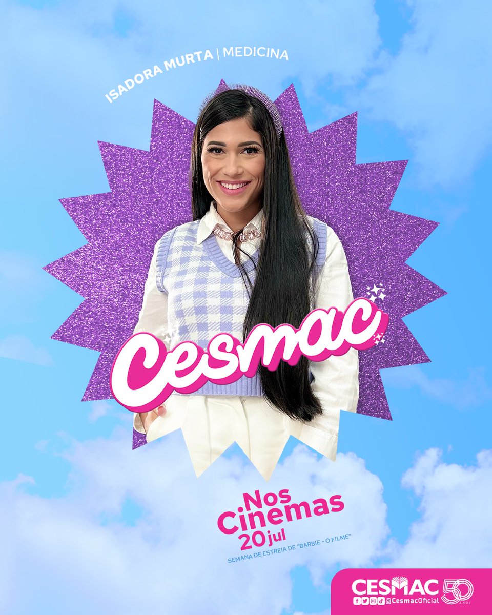 CesmacOficial's tweet photo. 🎞 Como todo filme, nós também temos pósteres! 

Na semana de estreia de #BarbieOFilme, nossas meninas estarão nos cinemas do Maceió Shopping e Parque Shopping mostrando o CESMAC como você nunca viu: no universo rosa 💗

O vídeo chega em nossas redes sociais na sexta (21/07) 🤩 https://t.co/H8LTyRiL1B