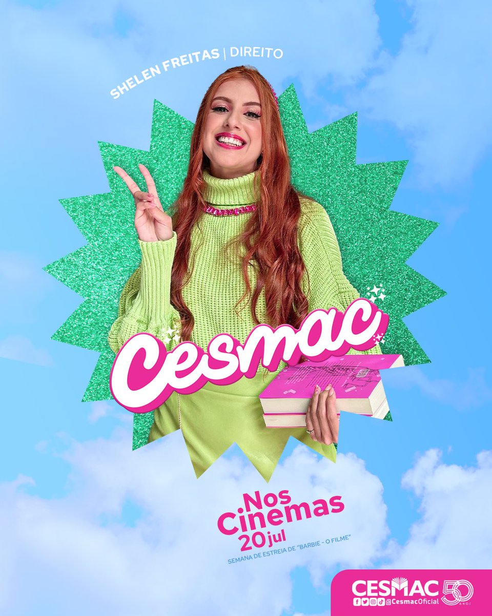 CesmacOficial's tweet photo. 🎞 Como todo filme, nós também temos pósteres! 

Na semana de estreia de #BarbieOFilme, nossas meninas estarão nos cinemas do Maceió Shopping e Parque Shopping mostrando o CESMAC como você nunca viu: no universo rosa 💗

O vídeo chega em nossas redes sociais na sexta (21/07) 🤩 https://t.co/u6ovG8doZx