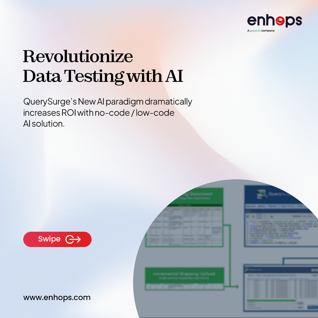 enhopssolutions's tweet image. Recently, one of our partners, QuerySurge, introduced their new AI-powered technology to bring a radical shift in ETL testing - tinyurl.com/mryfcuks - #generativeaisolution #etltesting #querysurge #enhops