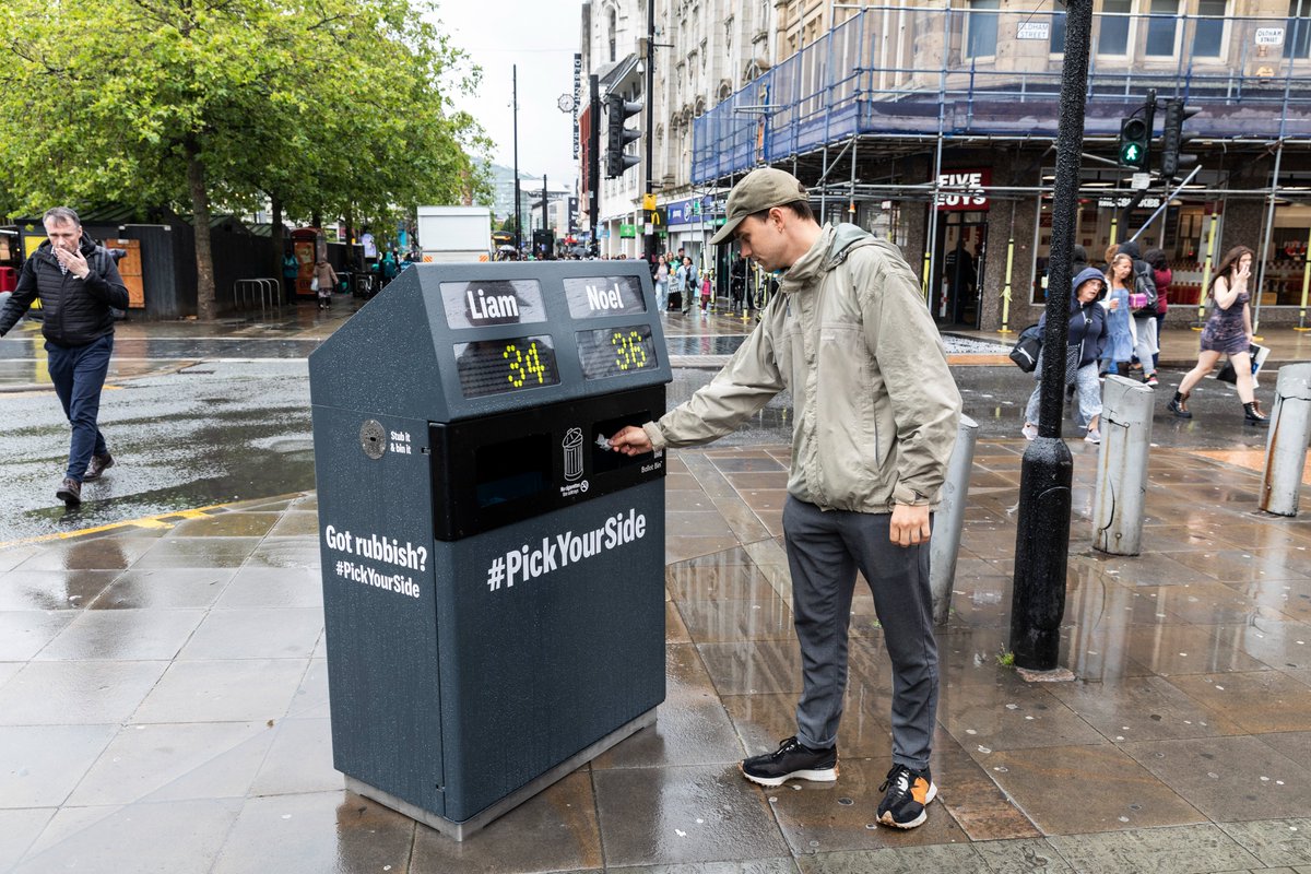 Have you spotted @hellohubbub's new Big ballot bins in the City Centre? Use your rubbish to get voting and keep our streets clean whilst you're at it. Join the debate and #PickYourSide! Which one would you vote for? 👀