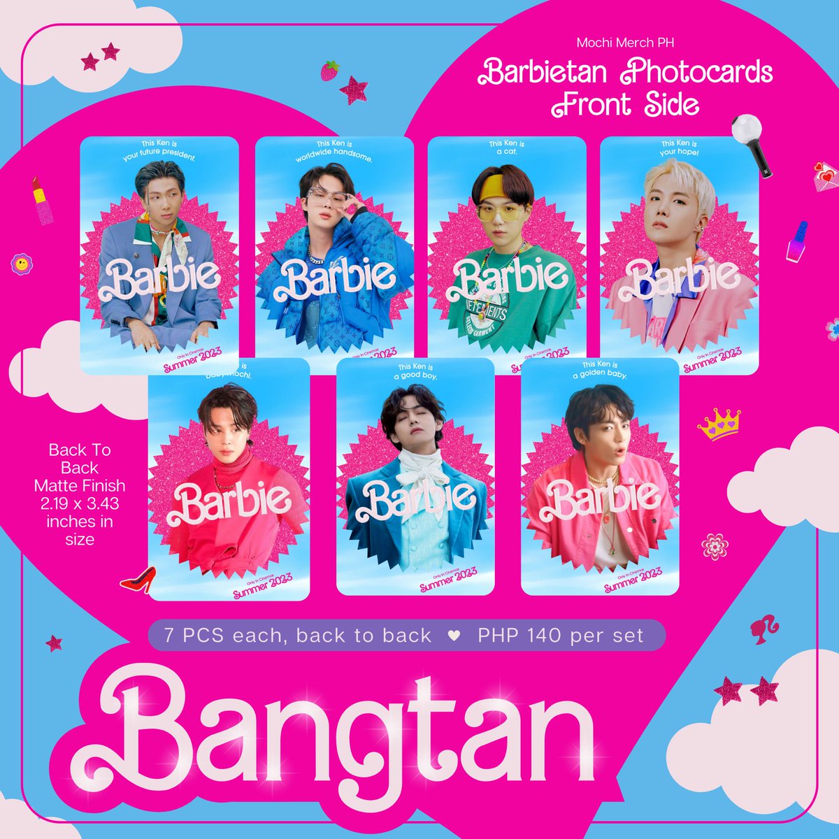MochiMerchPH's tweet photo. come on, bangtan, let's go party!
💅🏻💕🛍🎀

bts x barbie photocards by mochi merch ph are now up on shopee!

help rt!

 • 7 pcs per set

 • back to back

 • with freebies!

to order: https://t.co/RR4mZQemsh

🏷 kpop 2023 merch sonyeondan mnl manila wts lfb php rm jin jjk v tae https://t.co/aF1y4Ozoci