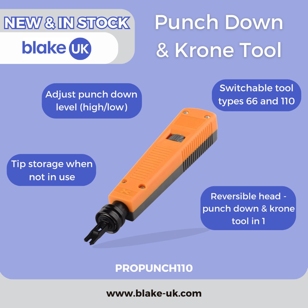 Our Punch Down &amp; Krone Tool is in stock!
Designed to be multi-functional, this 2-in-1 tool is the ultimate networking tool.

To find out more visit: buff.ly/3PZWW7H

#punchdowntool #kronetool #networkmaintenance #networkingtool #blakeuk