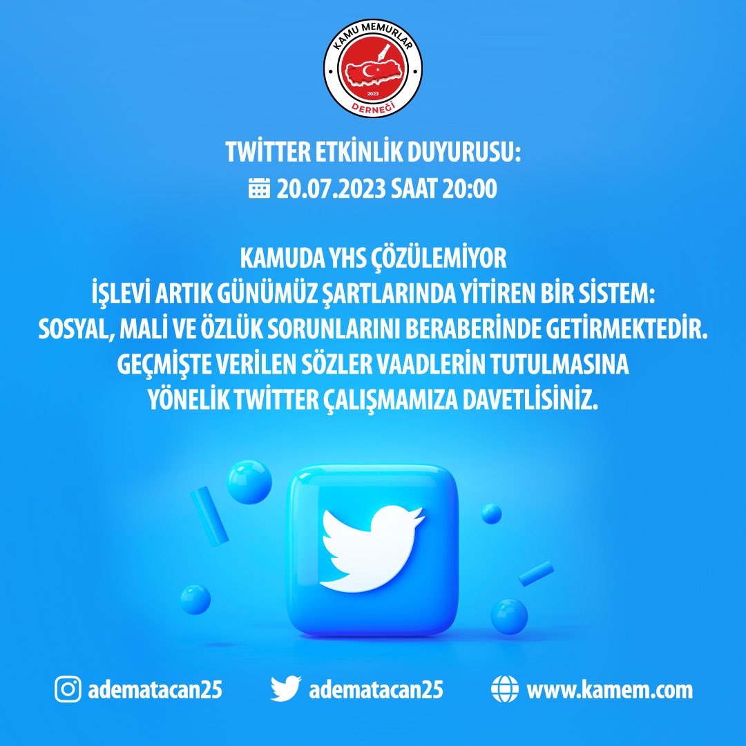 adematacan25's tweet photo. YARDIMCI HİZMETLER SINIFI İŞLEVİ YİTİRMİŞ,

BİNLERCE MEMUR GİH SINIFINA YA DA MEZUNİYET DURUMLARINA GÖRE HİZMET SINIFLARINA ALINMALIDIR.

YARIN AKŞAM ETKİNLİĞE DAVET EDİYORUZ.

#YHS https://t.co/D2UTdc1RmM