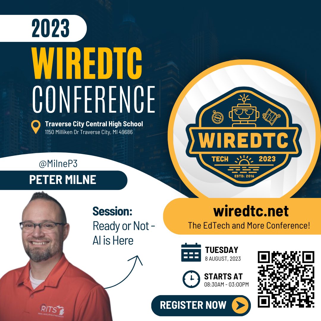 #WiredTC is right around the corner.  It is not too late to register.  Head over to wiredtc.net/registration to join us on August 8th for an amazing day of learning and connection with educators. 
@NorthEdNews <a href="/REMCAssociation/">REMC Association</a> <a href="/REMC2C/">REMC 2 Central</a>
