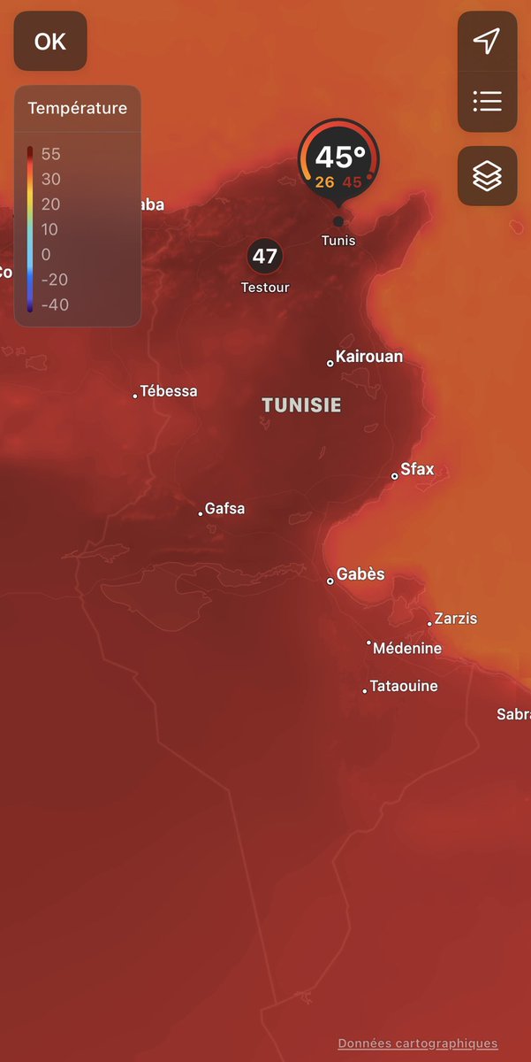 OulaAmrouni's tweet image. 🇹🇳Tunis records now 45°C 🥵
Testour 🔥 47°C
#HellWave #Mediterranean 
🌡️Day 12