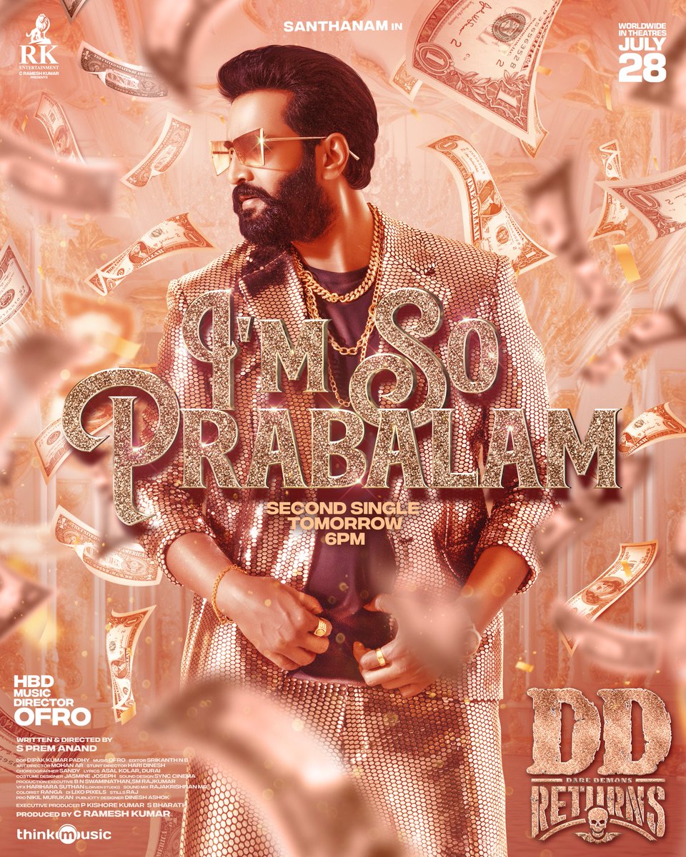 This track will be stuck in your heads! #DDReturns second single ‘I’m so Prabalam’ releasing tomorrow 🕕📷@ofrooooo musical @iamsanthanam @Surbhiactress @iampremanand @RKEntrtainment @dopdeepakpadhy @onlynikil @srikanth_nb