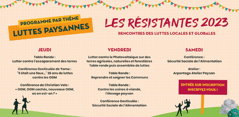 terresdeluttes's tweet photo. Parce que le monde paysan impulse et mène de nombreuses luttes et que les questions d’agriculture sont trop importantes pour les laisser à des financiers: les luttes paysannes seront à l’honneur aux Résistantes! 
👀Programme: https://t.co/aKPHodNXXq https://t.co/jzhn3EurXK
