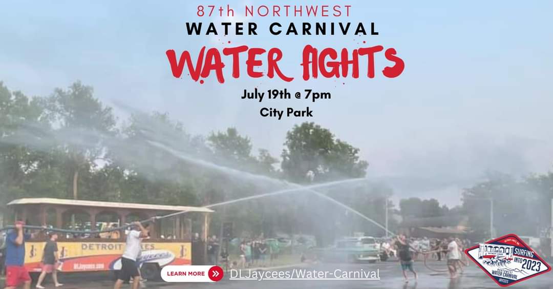 FUN day ahead.. 
WATER FIGHTS 🫧🚒🌊

Junior fights @ 5
Water fights @ 7

#dljaycees #community #Wednesday #detroitlakes #Minnesota #watercarnvial #waterfights