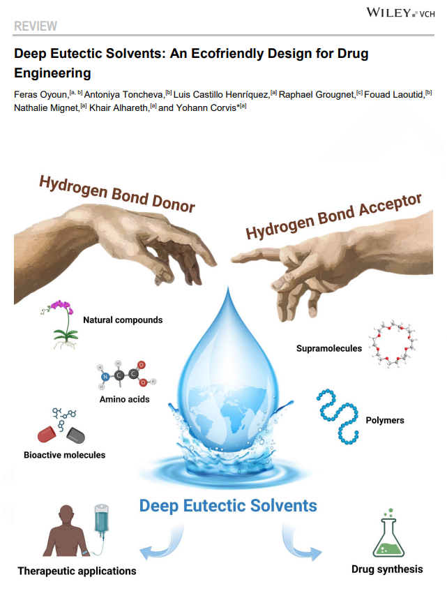 I am happy to share that our review article about the role of #Deep_Eutectic_Solvents in #Drug_engineering has been accepted in @ChemSusChem. #Green_chemistry #Drug_design #Polymers #Drug_delivery_system The link: doi.org/10.1002/cssc.2…