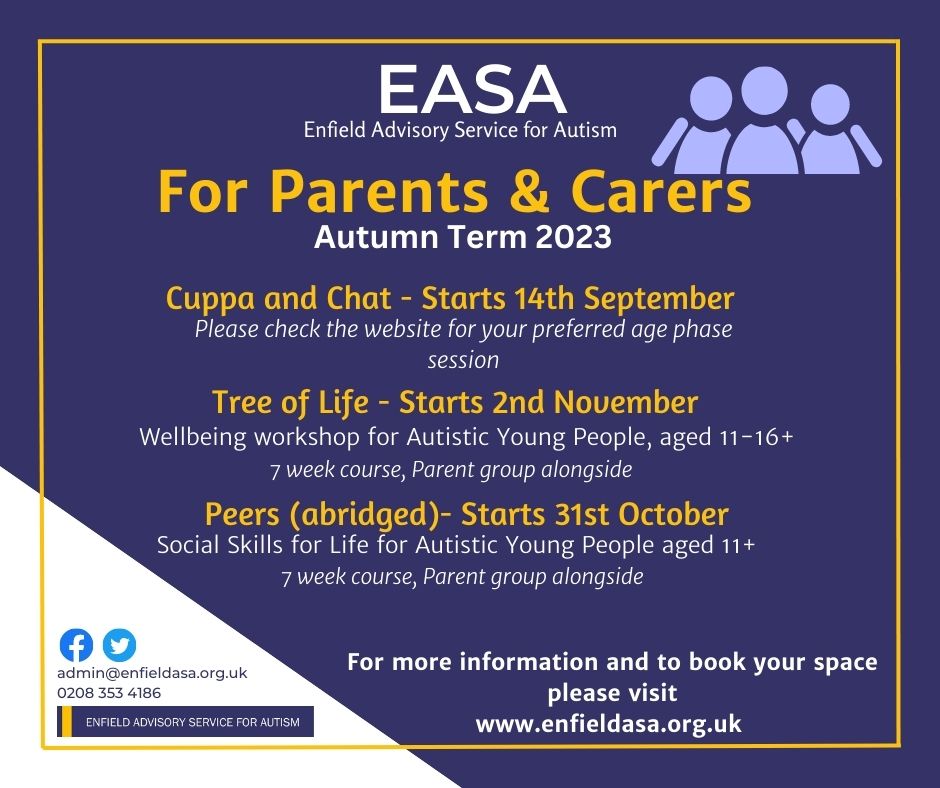 For all parents/carers, take a look at what we have coming up in the Autumn term.
Booking is now open on our website.
enfieldasa.org.uk