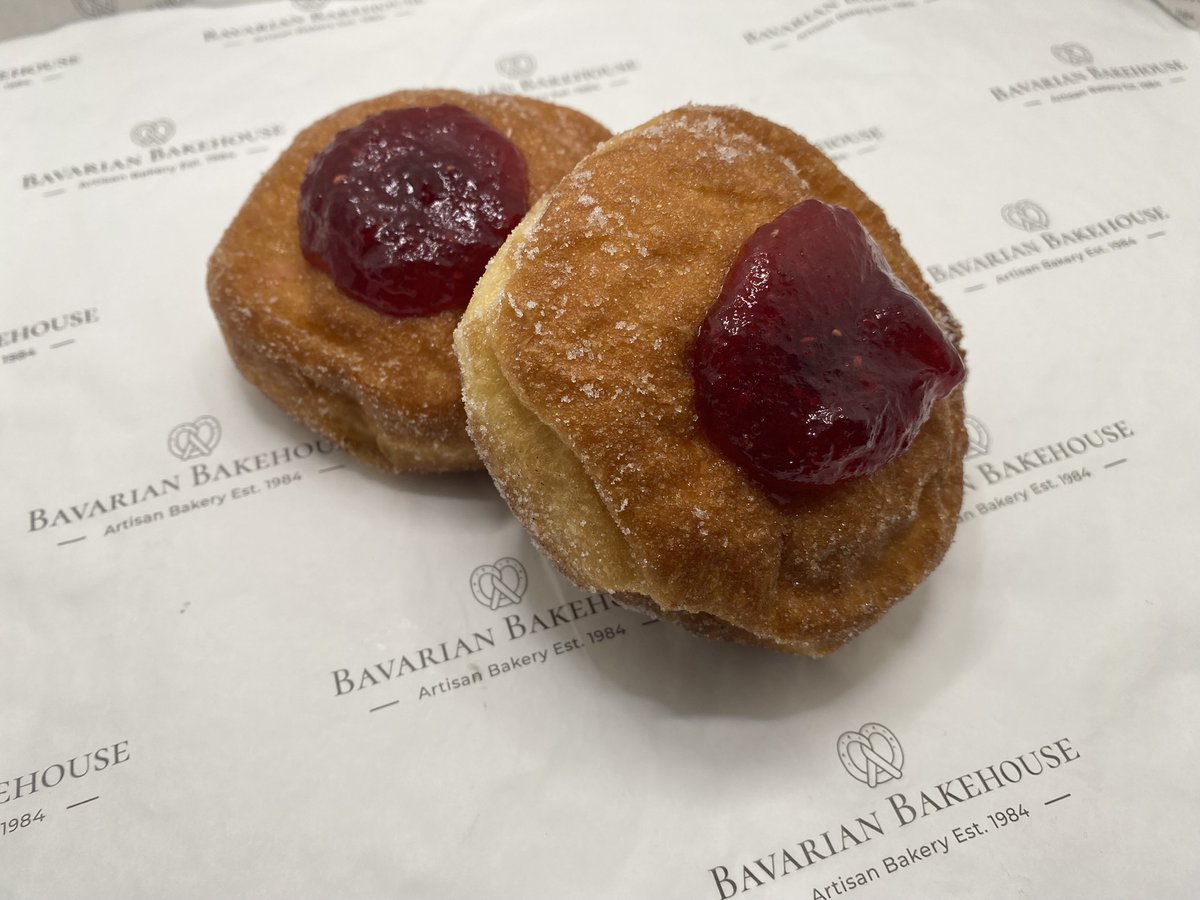 We're mid week! Here are some more delicious deep fried #vegan goodies for you, our strawberry filled doughnuts!  #mustbebavarian #awardwinning  #glasgowfood #supportlocal #artisan #eatglasgow #glasgowbaker #lanarkshirelarder #localbusiness #wholesalebakery #scottishbaker