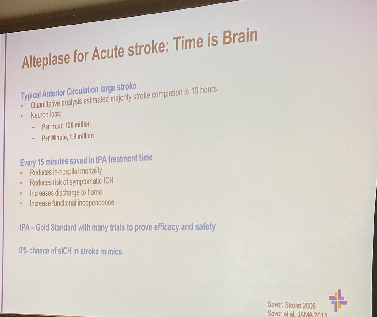 tPA results are gauged in 15 minutes and risk of sICH in stroke mimics is zero. Dr. Rasmussen. #BSWIMRPadre2023 #BSWHTemple_IMED
