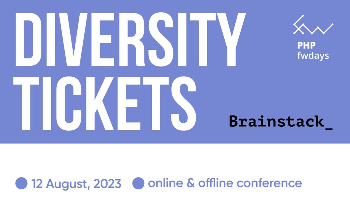 fwdays's tweet image. We are glad to remind you that we have Diversity tickets for the #php fwdays’23 conference 😍
Thanks to our Gold partner Brainstack_, 10 participants will take part in the conference absolutely for FREE 🙌
Fill out the form by July 24 👉 bit.ly/3r4zXxW