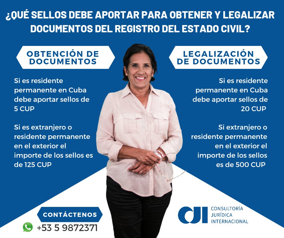 🗣️ En nuestras sucursales usted puede abonar el importe de los sellos en efectivo o por transfermóvil, para la obtención y legalización de documentos.

📝 ¿Cuánto debe abonar en el caso de los documentos del Registro Civil?

👇 Le explicamos a continuación

#consultoriajuridica