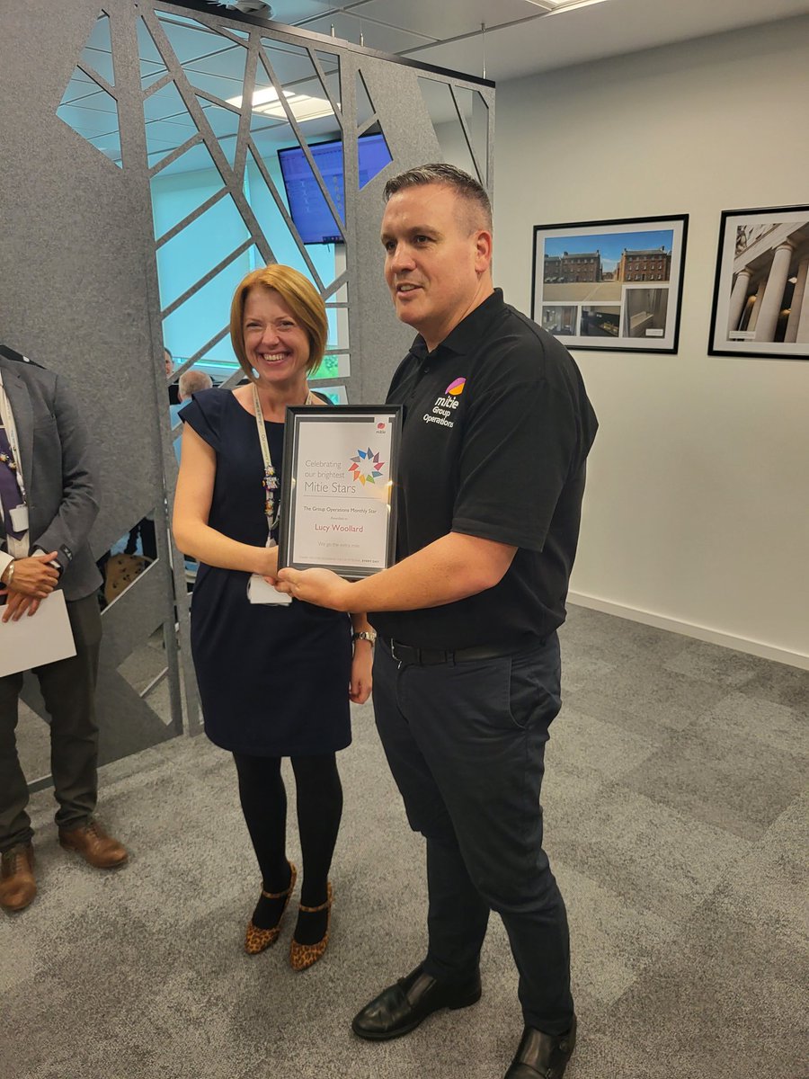 Great to be able to reward our Group Ops team members Amar and Daisy for completing their apprenticeships and to see Dan award Lucy the 1st Group Ops Monthly Mitie Star Award <a href="/mitie/">Mitie</a>