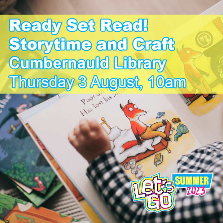 Come along to #CumbernauldLib on Thursday 3 August to enjoy our story and craft session at 10am. For ages 3 - 6. Call the library on 01236 632702 to book a free place.

More #LetsGoSummer2023 info: bit.ly/3NRuEe1