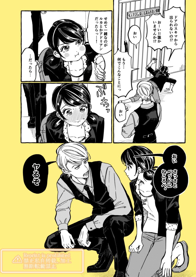 例の部屋に大嫌いな相手と閉じ込められてしまった！！
フェリックスとマリネット(1/3)
#フェリマリ祭り