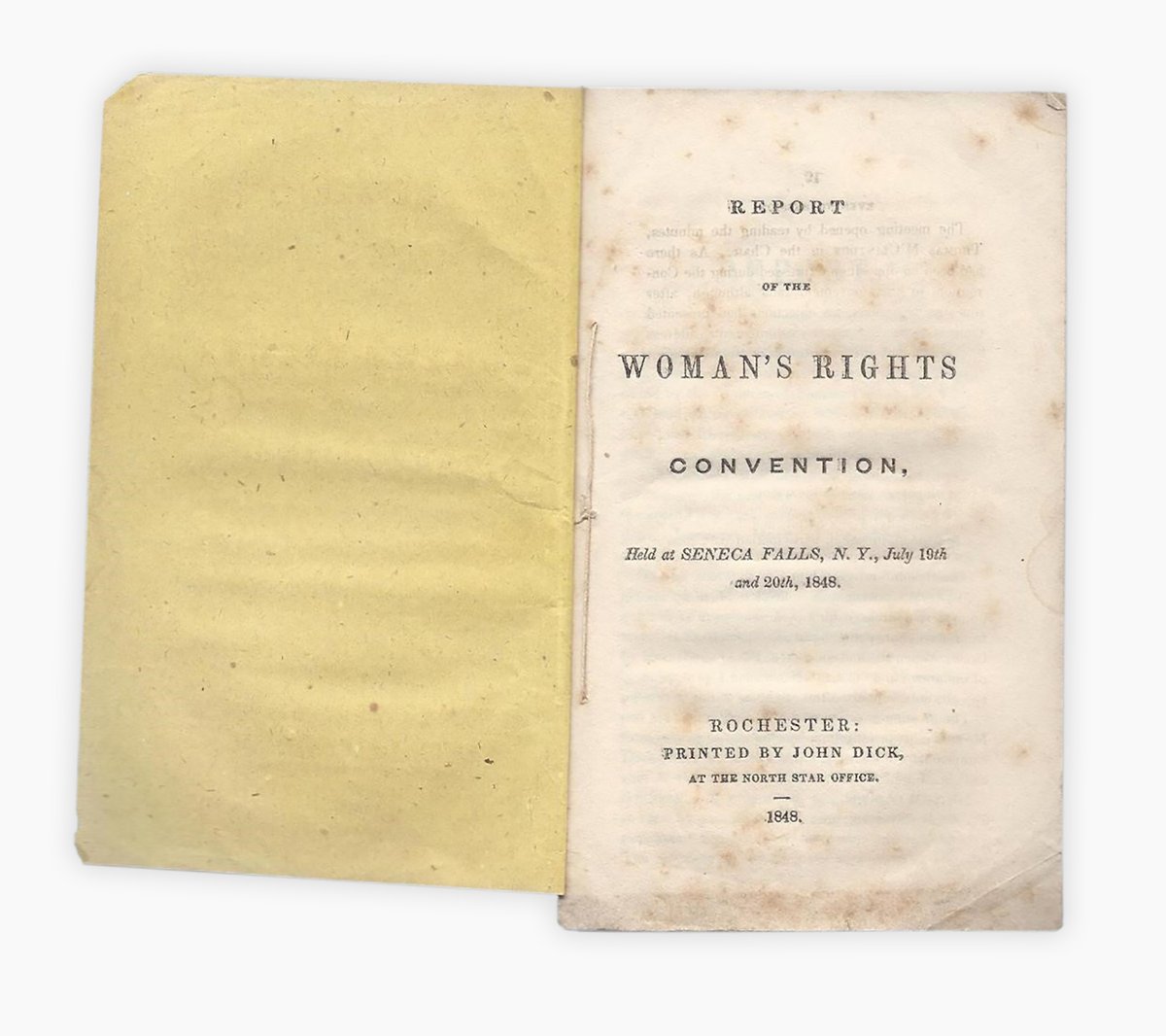 #OnThisDay in 1848, the Seneca Falls Convention—the first formal women’s rights convention—begins in Seneca Falls, New York. This rare printing of the convention’s proceedings is on display in #HowWomenWonTheVote. 

Credit: Anonymous Collection