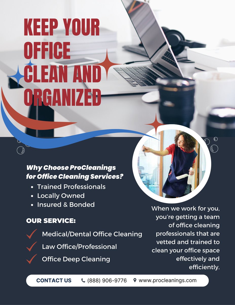 Keep your office clean and organize with ProCLeanings. Get up to 15% off on office cleaning!
procleanings.com
#officecleaningservice #OfficeCleaning #CleaningExperts