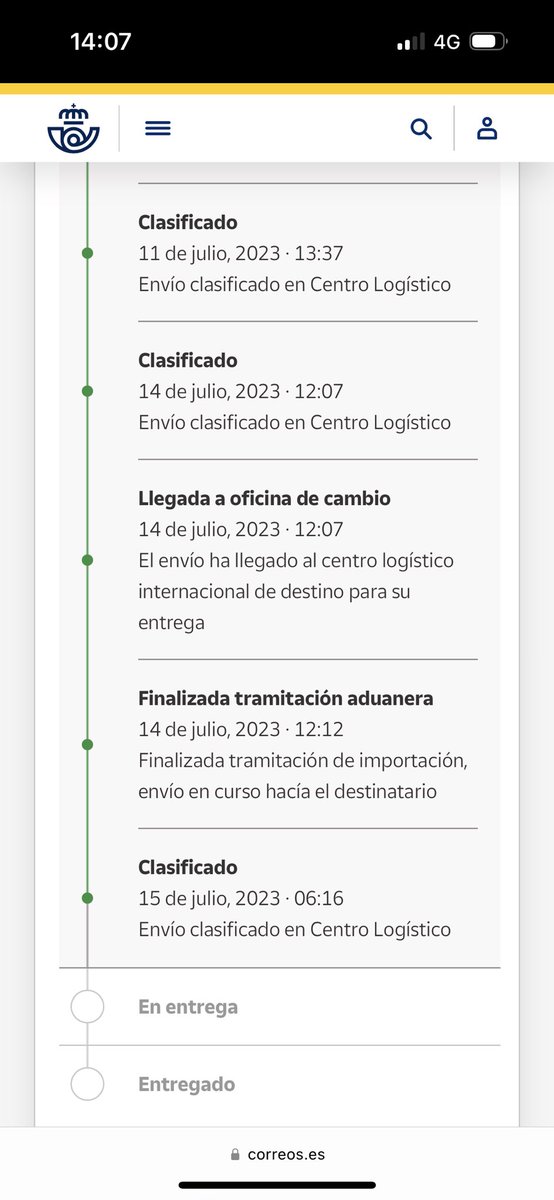 Raul_Nov's tweet photo. @CorreosAtiende hola 1 de semana desde que correos escaneo el paquete por primera vez y sigue en Clasificado, ( la 3 vez) la ultima el día Domingo 15 sin moverse desde entonces https://t.co/Sa7ib5UeJ0