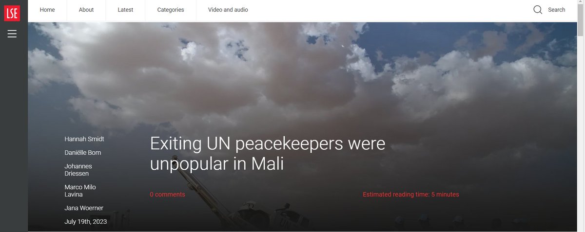 On 30 June 2023, the UN Security Council decided to terminate the UN peacekeeping operation in Mali. Despite security risks associated with the peacekeepers’ exit, the move has widespread public support. My students at @HSGStGallen and I analyze why here: blogs.lse.ac.uk/africaatlse/20…