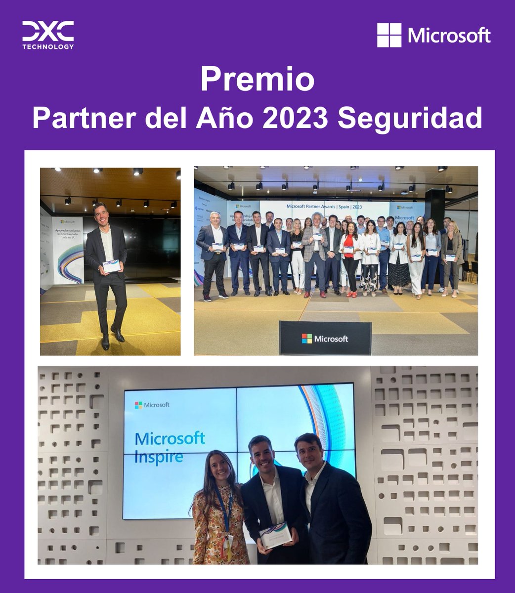 🏆 Microsoft Partner del Año 2023 Seguridad 🏆
En @DXCspain recibimos este reconocimiento con un gran orgullo y muy satisfechos de la labor realizada por todo el equipo de #ciberseguridad en estos últimos años. 
#MicrosoftInspire2023 #DXCPartners