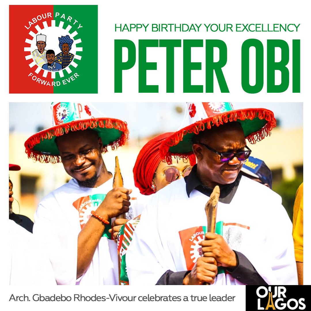 GRVlagos's tweet photo. Today I celebrate a Titan, A politician that changed the entire political landscape of Nigeria, redefined engagement with the electorate, and returned substance, character, and integrity into our political space . A leader that leads by example. Happy birthday H.E @PeterObi https://t.co/ZGecpis7cc