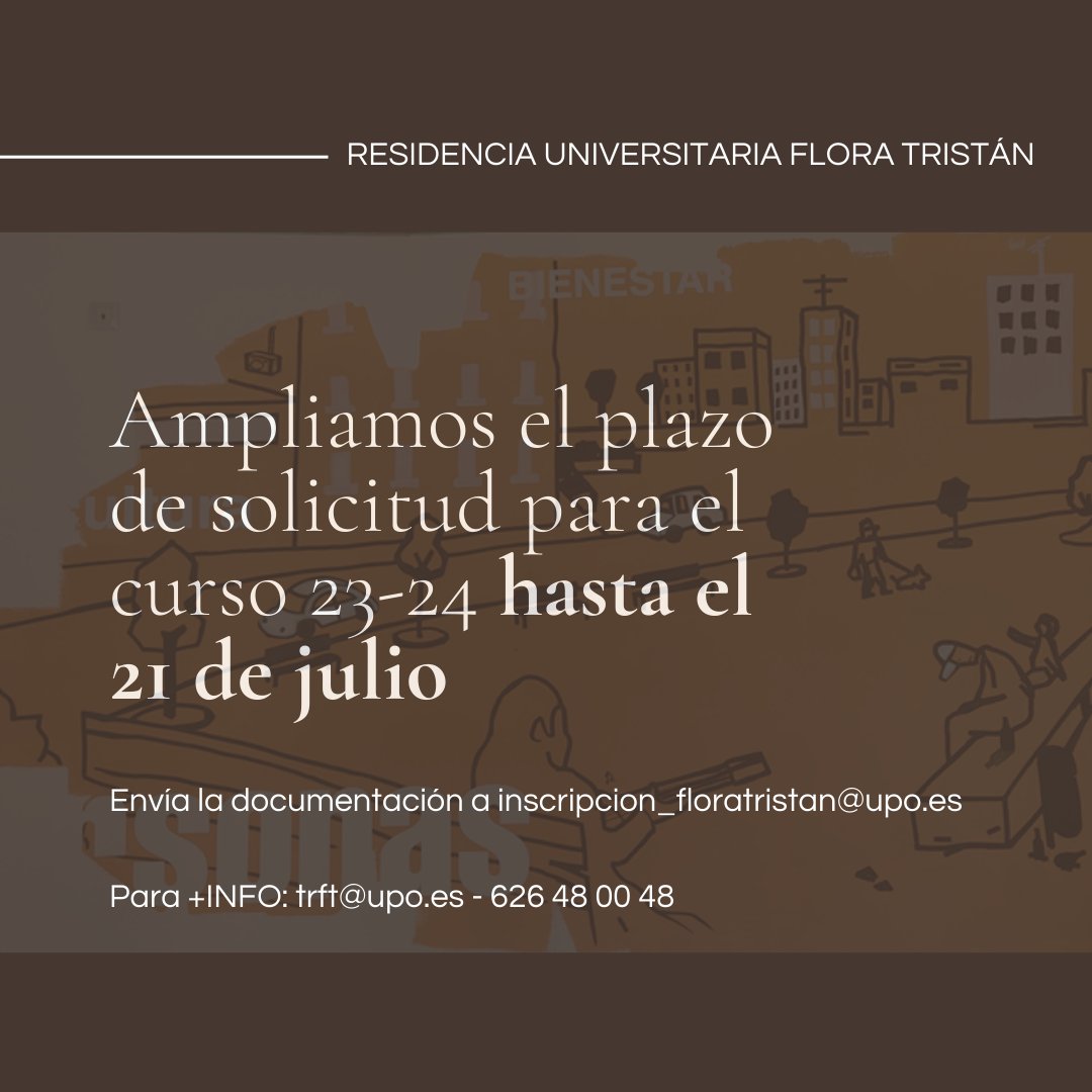 Hemos ampliado el plazo de solicitud para el curso 23-24 hasta el 21 de julio. 

<a href="/pablodeolavide/">Pablo de Olavide</a> <a href="/fundacionupo/">Fundación UPO</a>
