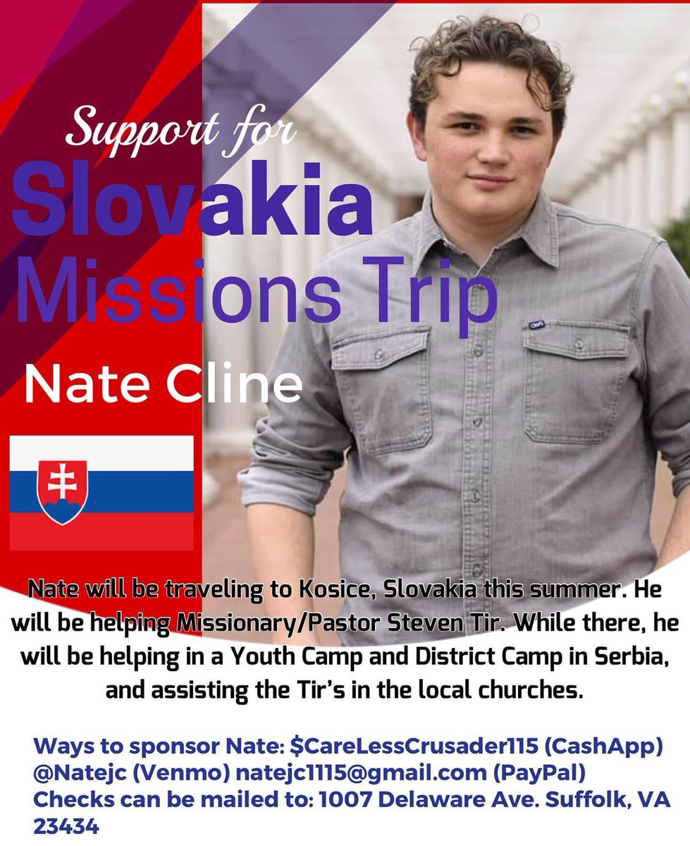 Nate leaves on August 3rd for Slovakia. He will be there for a month. We appreciate those that have helped sponsor him. If your still interested in sponsoring him, his info is on the flyer or you can reach out to Ruthie or I. Thanks again….
