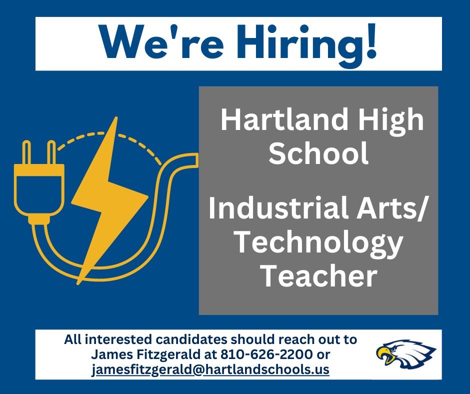 hartlandschools's tweet photo. Please share! Get the full job description at https://t.co/PsgleL4pnf
#PremierSchools #STEM https://t.co/WtYAnqutFL