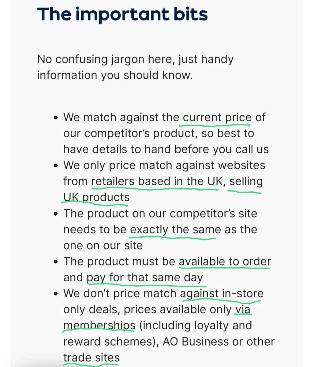 .<a href="/ao/">AO</a> so much for a clear jargon free price promise!! Rejected for 3 after delivery price matches because a delivery date isn't specified but that's not in your criteria! Deliberately misleading consumers is against the law! Sort it out AO.
Please investigate <a href="/ASA_UK/">ASA</a> &amp; <a href="/London_T_S/">London Trading Standards</a>