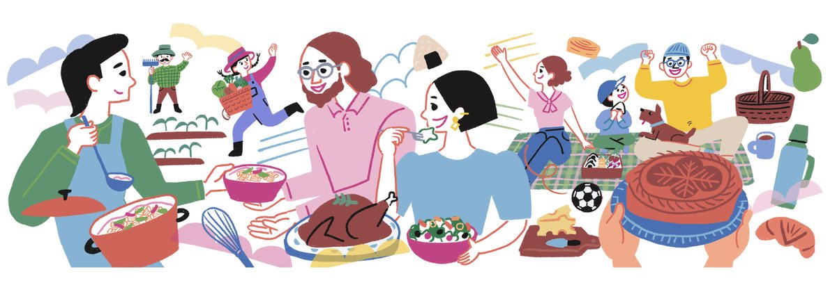 naphoon's tweet photo. 味の素さんのコミュニティサイトのイラストを描きました。味のもト〜クは「おいしいって、楽しい！」をテーマに「食」を楽しむコミュティです。みんなの美味しいごはんの写真やみんなのレシピがシェアされてて見てるだけで楽しいです。https://t.co/615T1bV5AG https://t.co/WAmm0OjBBR