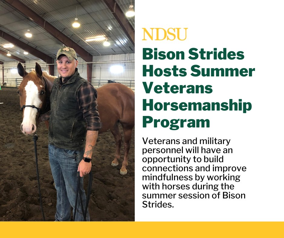 Registration is open for a six-week summer session. The program  runs from July 24 to Aug. 28. There is no cost to the service member,  and the registration deadline is July 23.
Mondays from 9 to 10 a.m. with the possibility of an added  evening session. ag.ndsu.edu/news/newsrelea…