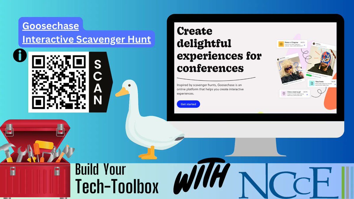NCCE_EdTech's tweet photo. Build your #techtoolbox with NCCE! Goosechase is a virtual platform that allows you to create real-life scavenger hunts you can share with students or professional learners, increasing engagement and fostering innovation in learning.
https://t.co/giXCtxRiH2 https://t.co/CQo2lF63uy