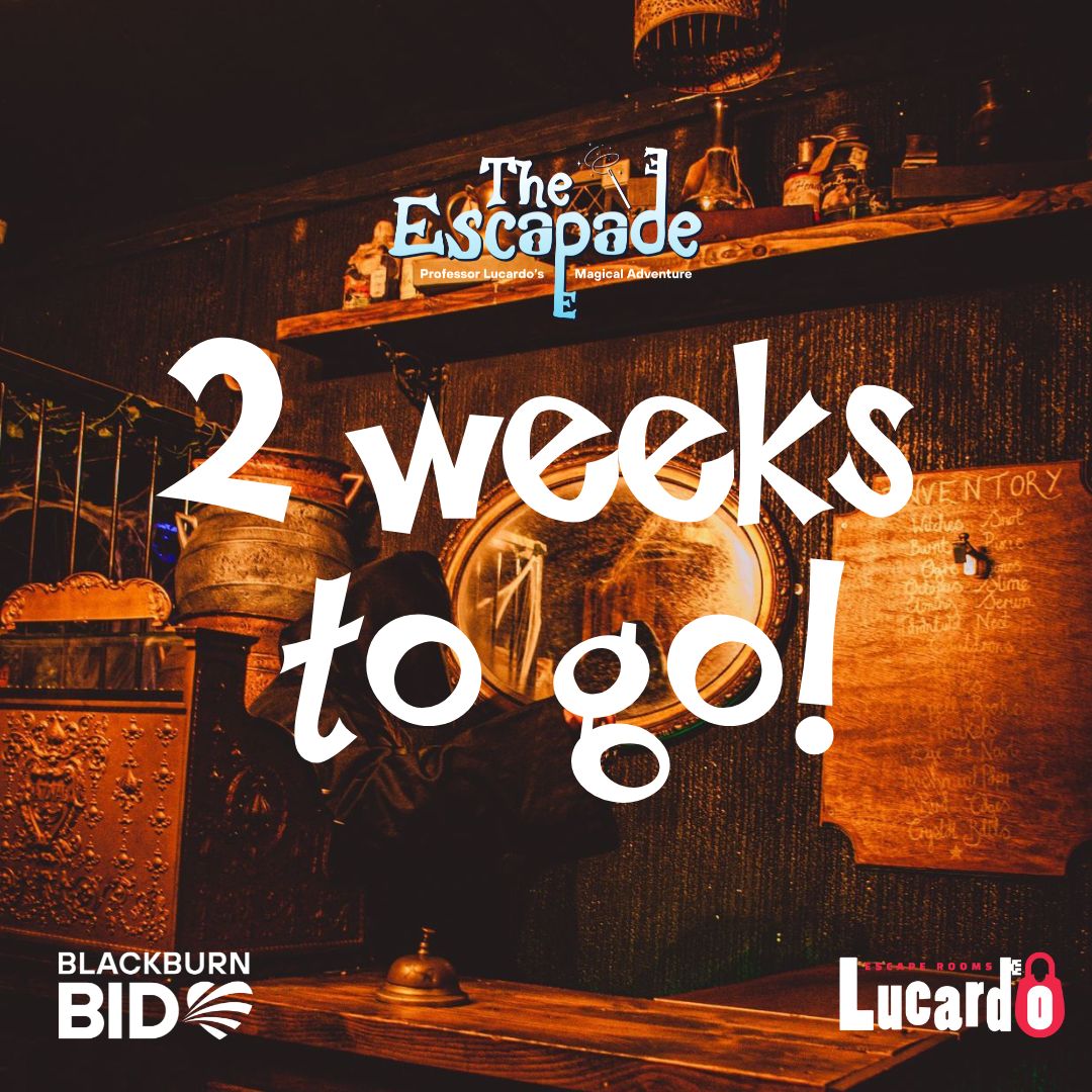Just 2 weeks to go until the launch of The Escapade with <a href="/LucardoRawHQ/">Lucardo Rawtenstall</a> 🔮🔒

We will be boggling your mind with 10 puzzles across 10 locations in Blackburn Town Centre.

If you like puzzles and adventure trails, then this day out is for you!

Curious? 🧐
blackburnbid.co.uk/the-escapade
