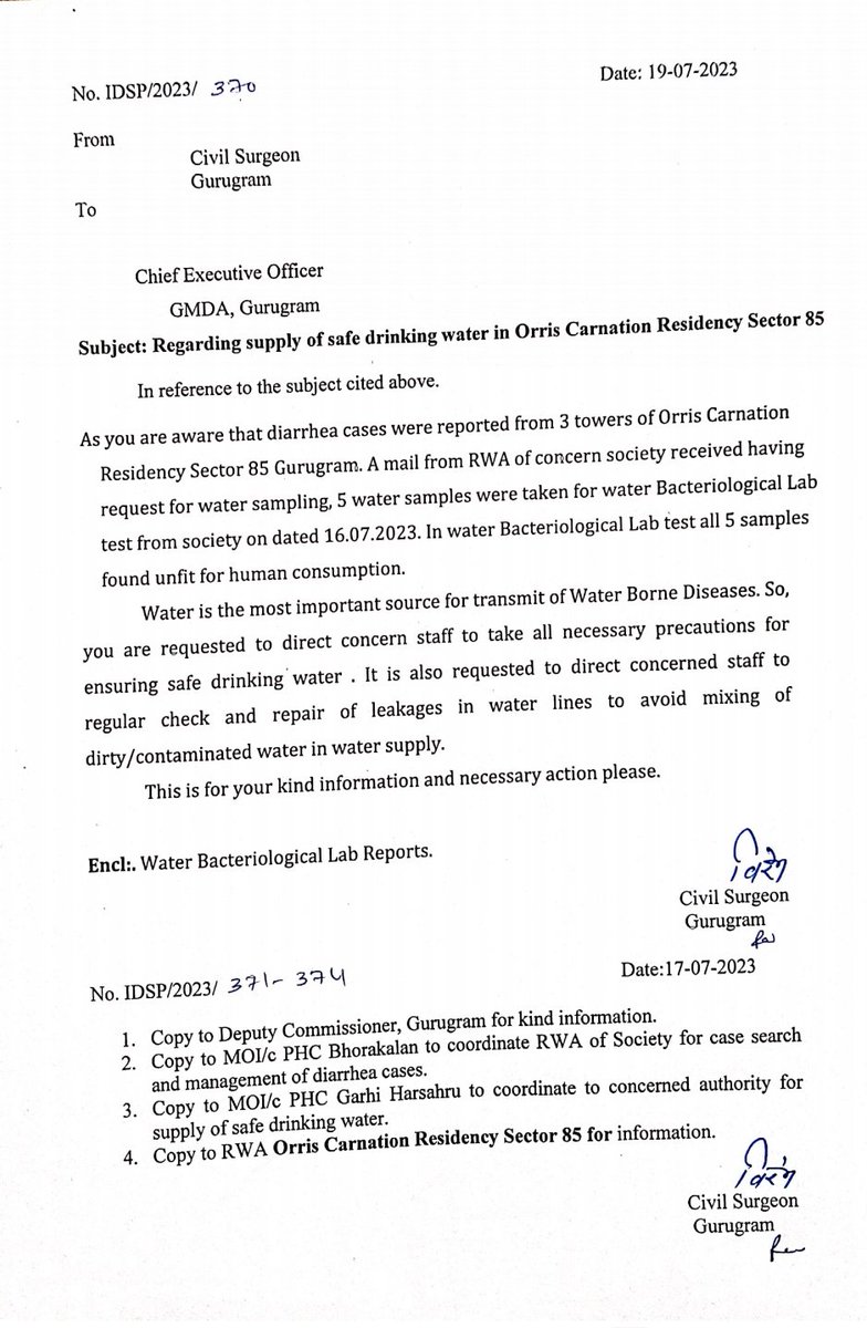 sumedhasharma86's tweet photo. The worst fears of residents of @rwa_85 come true as water samples of all three societies found unfit for human consumption. Thats true reality of #Gurgaon #Gurugram where clean drinking water is a struggle even for those spending crores on flats. @DevelopNewGgn @OfficialGMDA https://t.co/NMYXWwtlA4